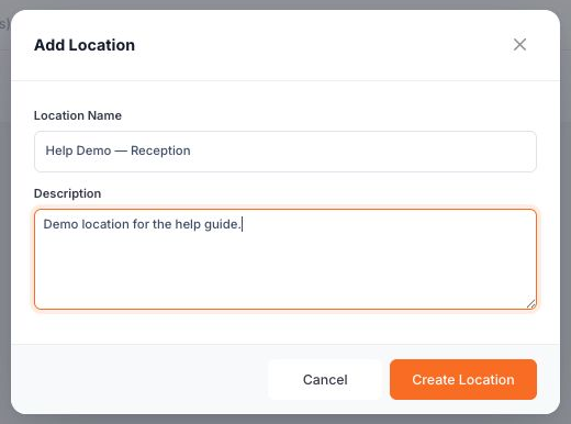 Example: a location named “Reception”.